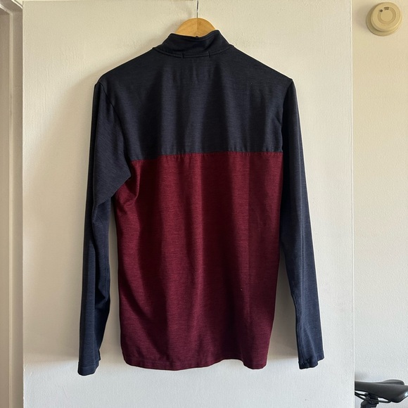 Marine Layer Weekend Sport Navy/Maroon Long Sleeve Quarter Zip Long Sleeve - Picture 3 of 5